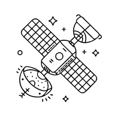 space station module icon, space station module line art - simple line art of space station module, perfect for space station module logos and icons