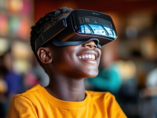 Students engage with virtual reality lessons while utilizing artificial intelligence in an innovative learning environment.