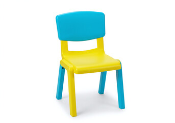 Bright Yellow and Blue Plastic Children's Chair for Classroom or Home