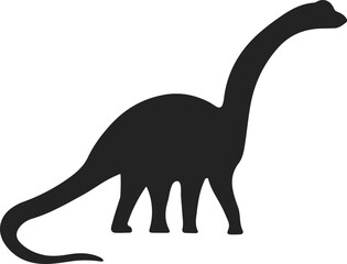 Silhouette of a Brachiosaurus Dinosaur Icon – Prehistoric Extinct Animal Vector Illustration for Education and Design
