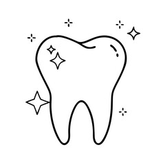 sparkly tooth icon, sparkly tooth line art - simple line art of sparkly tooth, perfect for sparkly tooth logos and icons