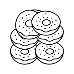 stack of doughnuts icon, stack of doughnuts line art - simple line art of stack of doughnuts, perfect for stack of doughnuts logos and icons