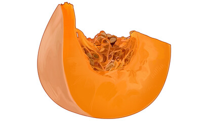 Fresh Pumpkin Slice with Seeds – Autumn Vegetable 2D Illustration Cutout on Transparent Background