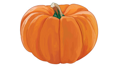 Fresh Pumpkin 2D Illustration – Realistic Autumn Vegetable Cutout on Transparent Background
