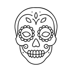 sugar skull makeup icon, sugar skull makeup line art - simple line art of sugar skull makeup, perfect for sugar skull makeup logos and icons