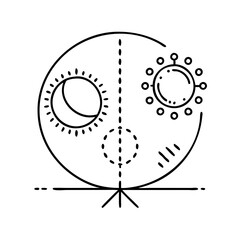 sun and moon balance icon, sun and moon balance line art - simple line art of sun and moon balance, perfect for sun and moon balance logos and icons