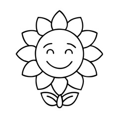 sunflower with a smile icon, sunflower with a smile line art - simple line art of sunflower with a smile, perfect for sunflower with a smile logos and icons