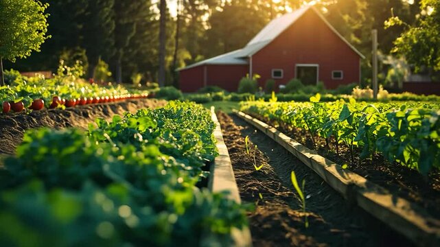 Sunny Farm Garden Rows