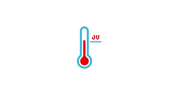 The thermometer shows the temperature of air or water at 30 degrees Celsius. Animation for websites, apps, and creative design