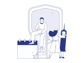 Medical characters fighting the epidemic flat vector concept operation hand drawn illustration
