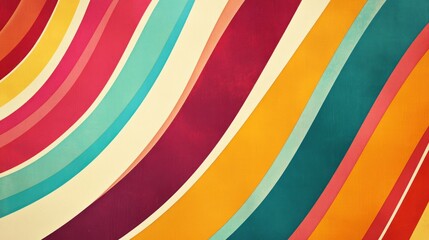 Obraz premium Vibrant, curved stripes in a retro color scheme.