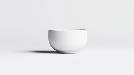 White Ceramic Bowl Minimalist Style, High-Key Lighting, Centered Shot, Smooth Texture, Empty Vessel, Neutral Background, Pure White Tone, Product Photography