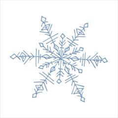 Hand drawn 3d snowflake. Vector winter clipart. Christmas and New Year decoration