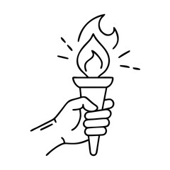 torch of freedom icon, torch of freedom line art - simple line art of torch of freedom, perfect for torch of freedom logos and icons
