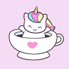 Cute and adorable happy unicorn illustration