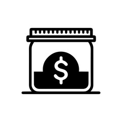 Personal savings money jar piggybank icon with transparent background