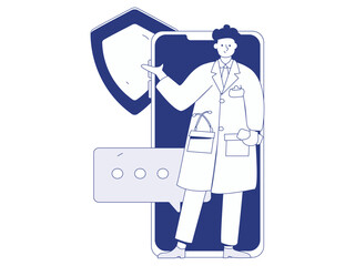 Medical characters fighting the epidemic flat vector concept operation hand drawn illustration
