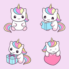 Cute and adorable happy unicorn illustration