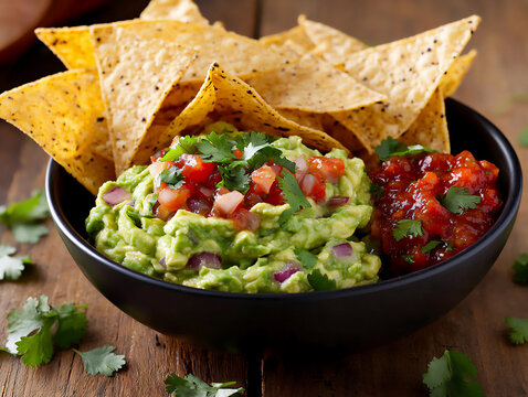 fresh guacamole and salsa cinco de mayo