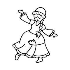 traditional folk dancer icon, traditional folk dancer line art - simple line art of traditional folk dancer, perfect for traditional folk dancer logos and icons
