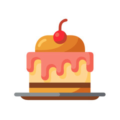 Birthday Cake with Cherry Top Icon Design