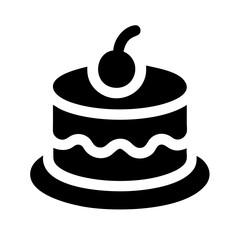 Birthday Cake with Cherry Top Icon Design