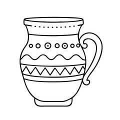 traditional pottery mug icon, traditional pottery mug line art - simple line art of traditional pottery mug, perfect for traditional pottery mug logos and icons