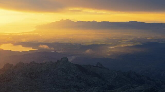 Lake Bafa from Latmos Mountain at Sunset with the Aegean Sea and Greek Islands in the Background