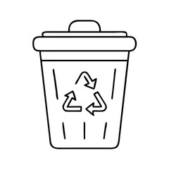 trash can with recycling sign icon, trash can with recycling sign line art - simple line art of trash can with recycling sign, perfect for trash can with recycling sign logos and icons