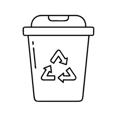 trash can with recycling sign icon, trash can with recycling sign line art - simple line art of trash can with recycling sign, perfect for trash can with recycling sign logos and icons