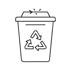 trash can with recycling sign icon, trash can with recycling sign line art - simple line art of trash can with recycling sign, perfect for trash can with recycling sign logos and icons