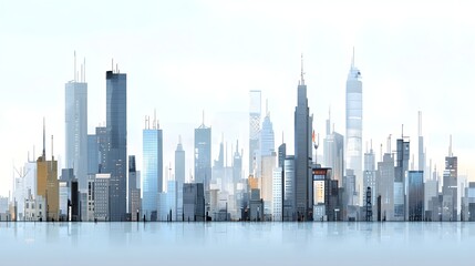 Fototapeta premium Futuristic Corporate City Skyline with a Mix of Historical and Modern Architectural Designs Showcasing a Dynamic Urban Landscape