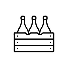 Bottled Wine in Wooden Crate Icon Design