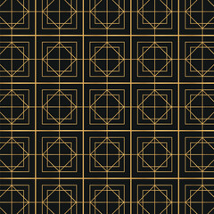 Elegant gold geometric pattern on black background. Geometric golden luxury pattern assemble. Pack of art deco pattern.