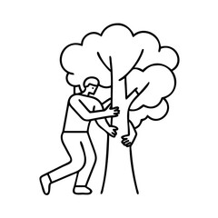 tree hug icon, tree hug line art - simple line art of tree hug, perfect for tree hug logos and icons