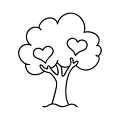 tree with a heart icon, tree with a heart line art - simple line art of tree with a heart, perfect for tree with a heart logos and icons