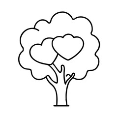 tree with a heart icon, tree with a heart line art - simple line art of tree with a heart, perfect for tree with a heart logos and icons