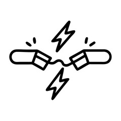 Broken Wire with Electric Sparks Icon Design