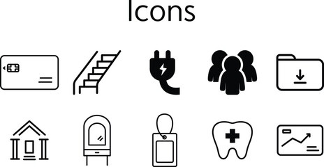 Minimal Black and White Multi-purpose Icon Set Illustration