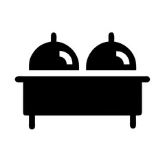 Buffet Table with Dome Lids Icon Design