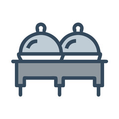 Buffet Table with Dome Lids Icon Design