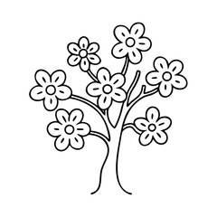 tree with blossoms icon, tree with blossoms line art - simple line art of tree with blossoms, perfect for tree with blossoms logos and icons