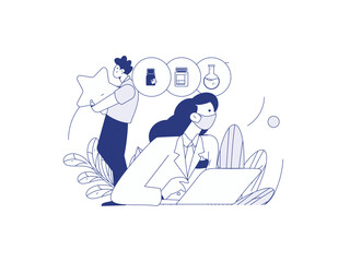 Medical characters fighting the epidemic flat vector concept operation hand drawn illustration
