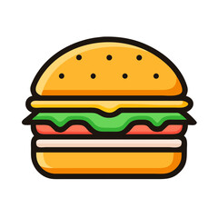 Burger with Lettuce and Cheese Icon Design