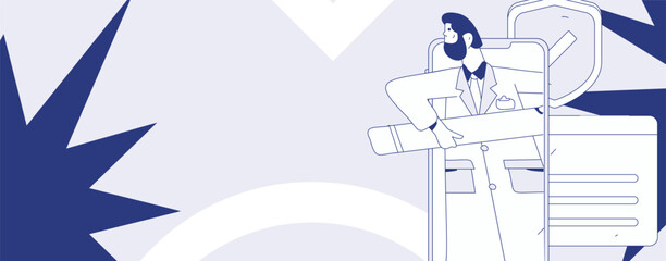 Medical characters fighting the epidemic flat vector concept operation hand drawn illustration
