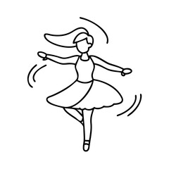 twirling dancer icon, twirling dancer line art - simple line art of twirling dancer, perfect for twirling dancer logos and icons
