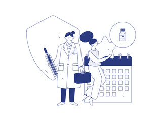 Medical characters fighting the epidemic flat vector concept operation hand drawn illustration
