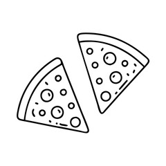 two slices of pizza icon, two slices of pizza line art - simple line art of two slices of pizza, perfect for two slices of pizza logos and icons