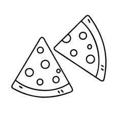 two slices of pizza icon, two slices of pizza line art - simple line art of two slices of pizza, perfect for two slices of pizza logos and icons