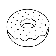 vanilla cream filled doughnut icon, vanilla cream filled doughnut line art - simple line art of vanilla cream filled doughnut, perfect for vanilla cream filled doughnut logos and icons